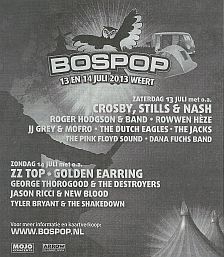 Newspaper announcement Bospop Festival Weert July 14, 2013